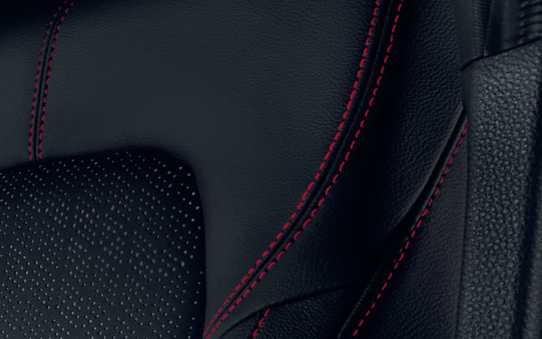 COMBI LEATHER^ SEATS WITH RED STITCHING